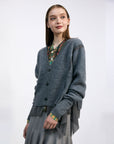 THE KEIJI Hybrid Tulle Knit Cardigan