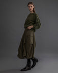 Nylon Gather Sleeve Top