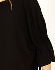 Solid Vis Blouse with Butterfly Sleeves