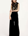 Solid Ilmeniitti Velvet Wide Leg Pants