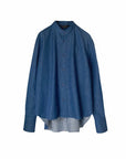 IJIIT Washable Denim Shirt W/ Detachable Ribbon
