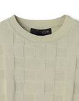 Rayon Nylon Plaid Cable Knit Top