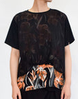 Floral Print Mesh Top