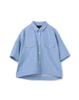 Rayon Poly Denim Like Button Up Blouse