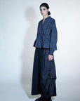 Pleated Hem Stripe Blouse