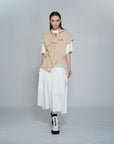 Ruffle Opening Cargo Pocket Cap Sleeve Cardigan