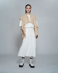 Ruffle Opening Cargo Pocket Cap Sleeve Cardigan