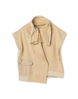 Ruffle Opening Cargo Pocket Cap Sleeve Cardigan