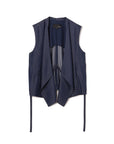 Poly Rayon Denim Like Waterfall Collar Gilet