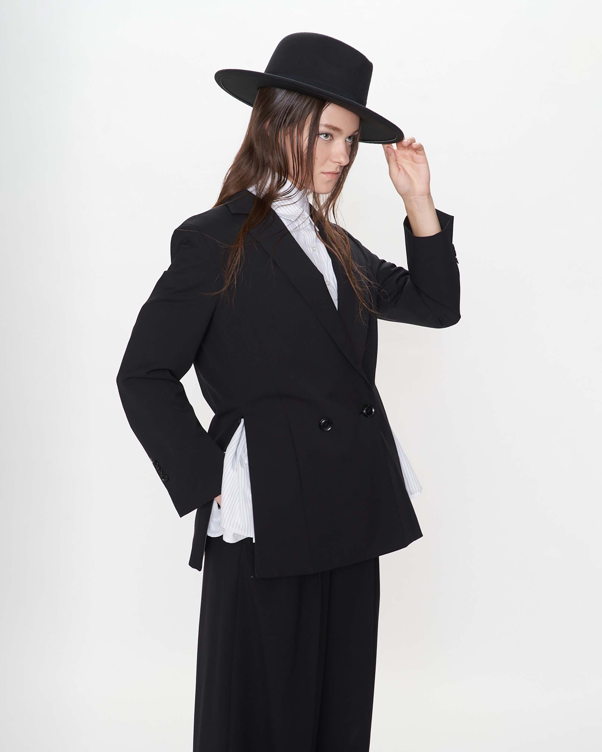 Impression Wool Mix Double Breasted Mid Length Blazer