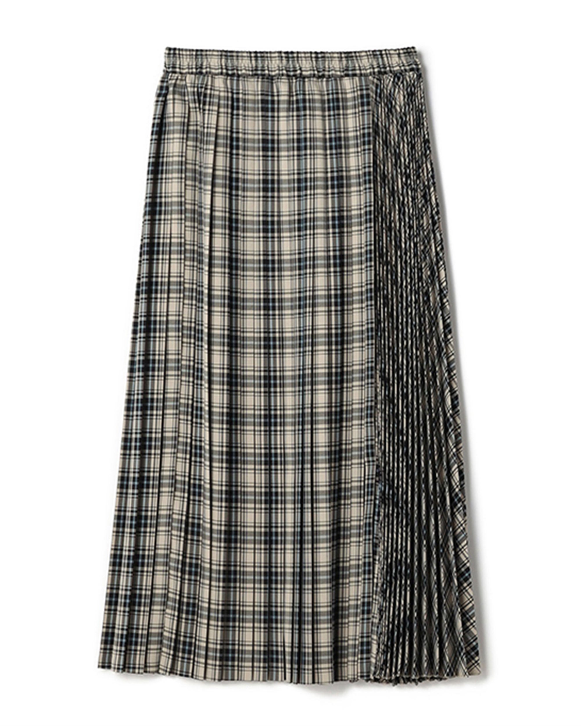 Check Pleated Maxi Skirt