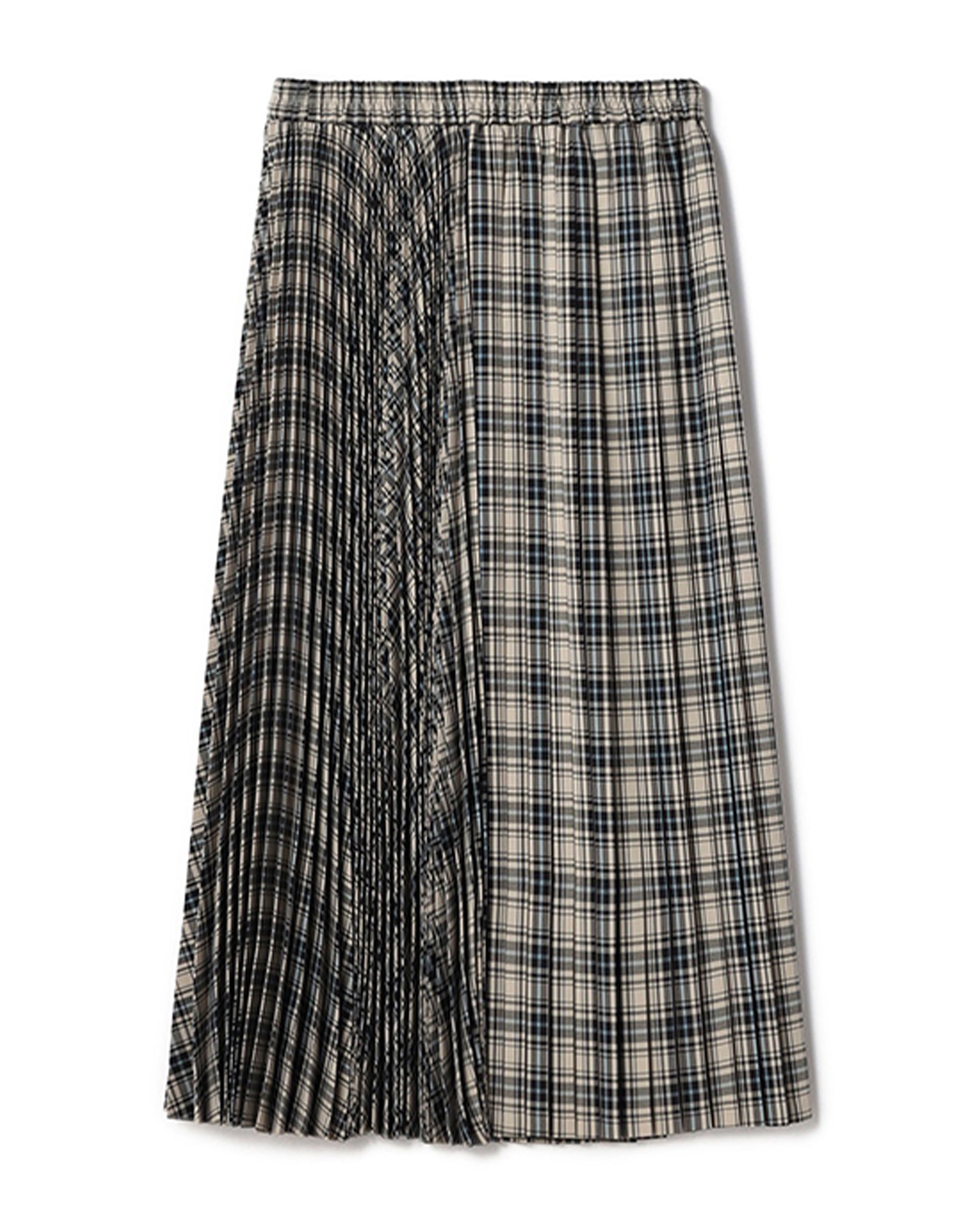 Check Pleated Maxi Skirt