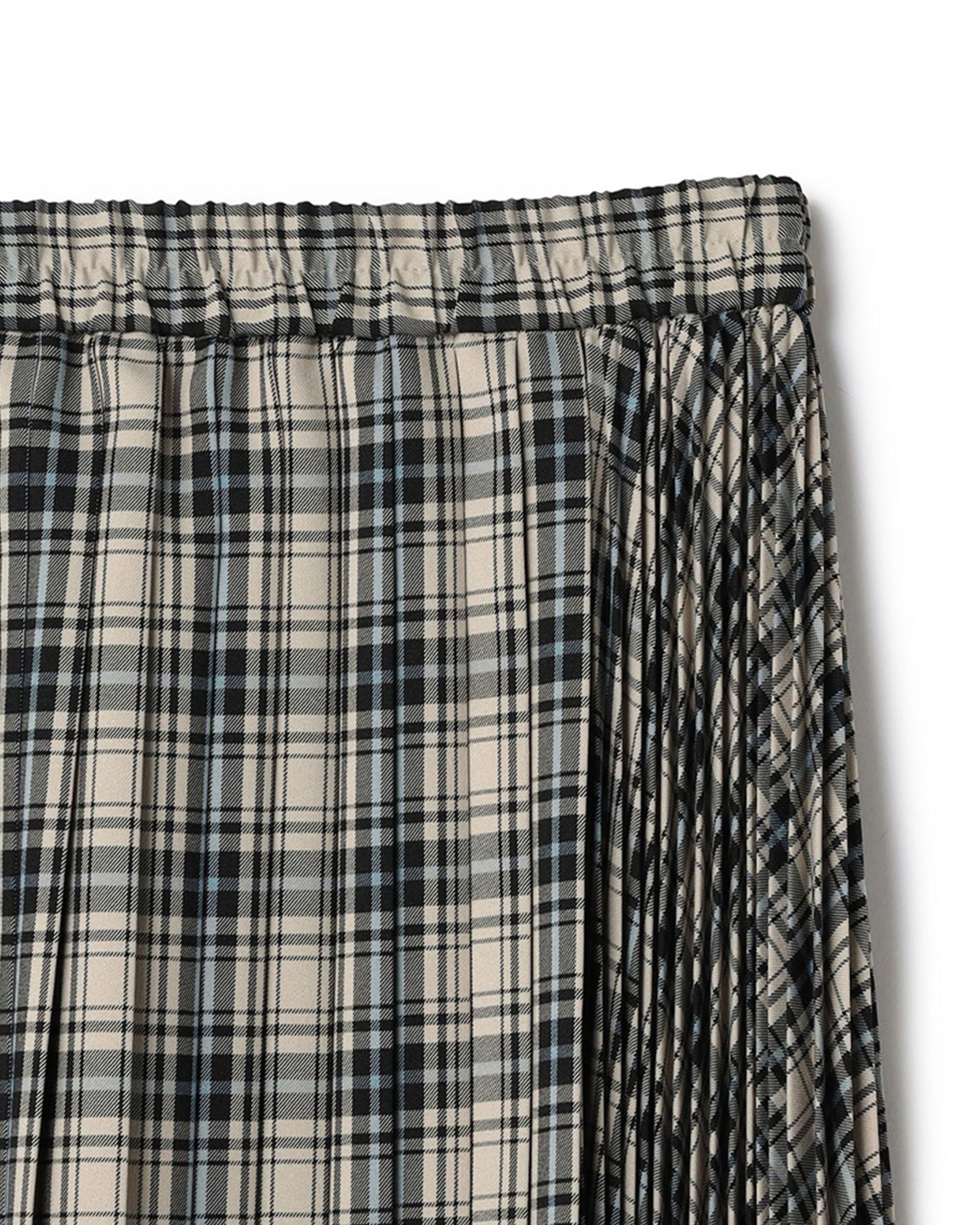 Check Pleated Maxi Skirt