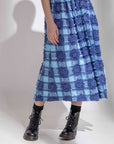 Check Fringe Flare Maxi Skirt