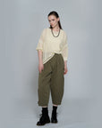 Cotton Linen Mix Mesh Knit Top