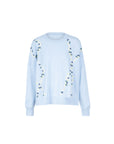 Wool Cashmere Colorful Daisy Embrodiery Knit Top