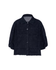 Nylon Bubble Crop Sleeve Denim Jacket