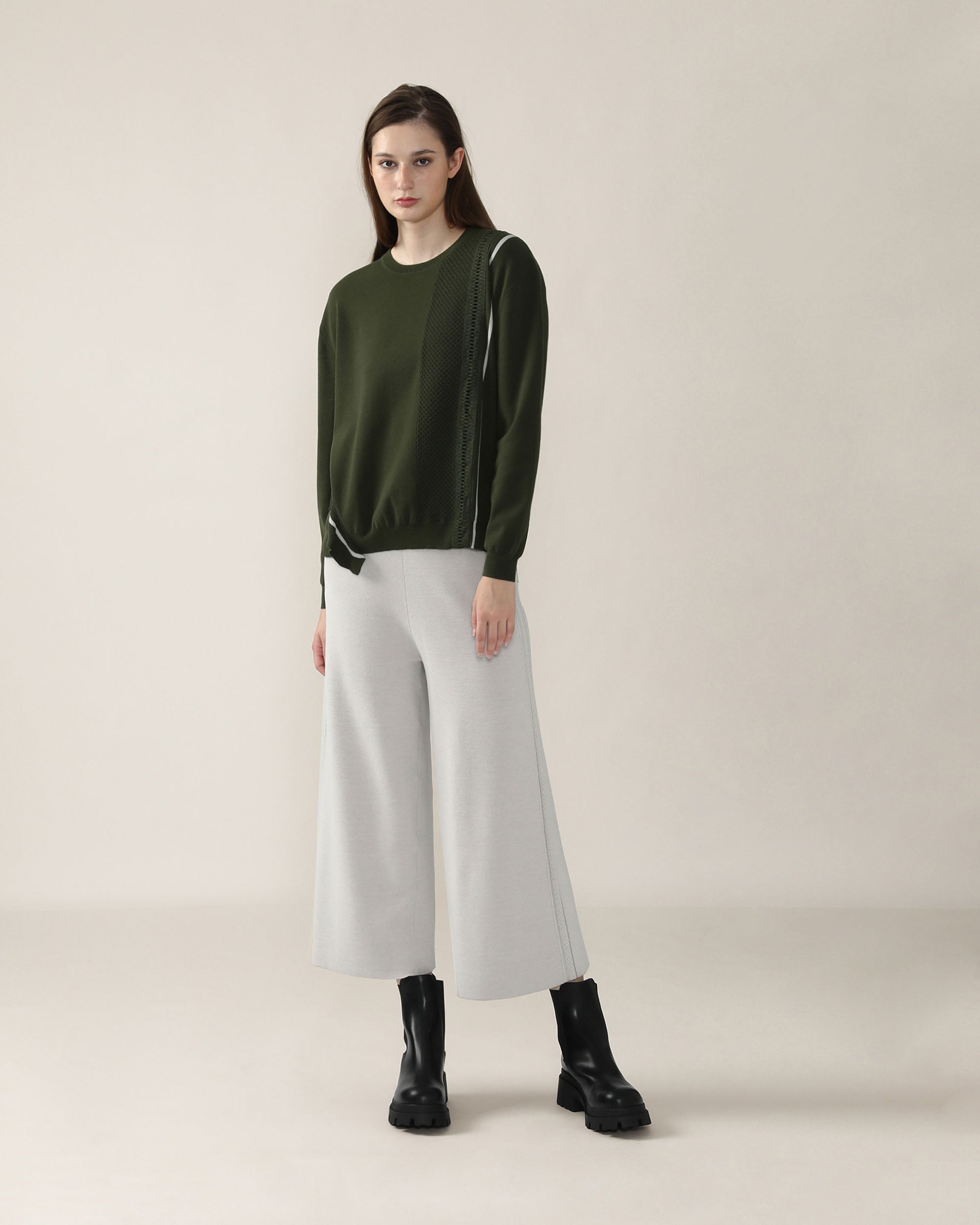 Snowy Cable Knitted Pants