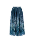 Garden Print Mesh Maxi Flare Skirt