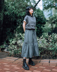 A.T. OUTDOOR Nylon Gather Flare Skirt