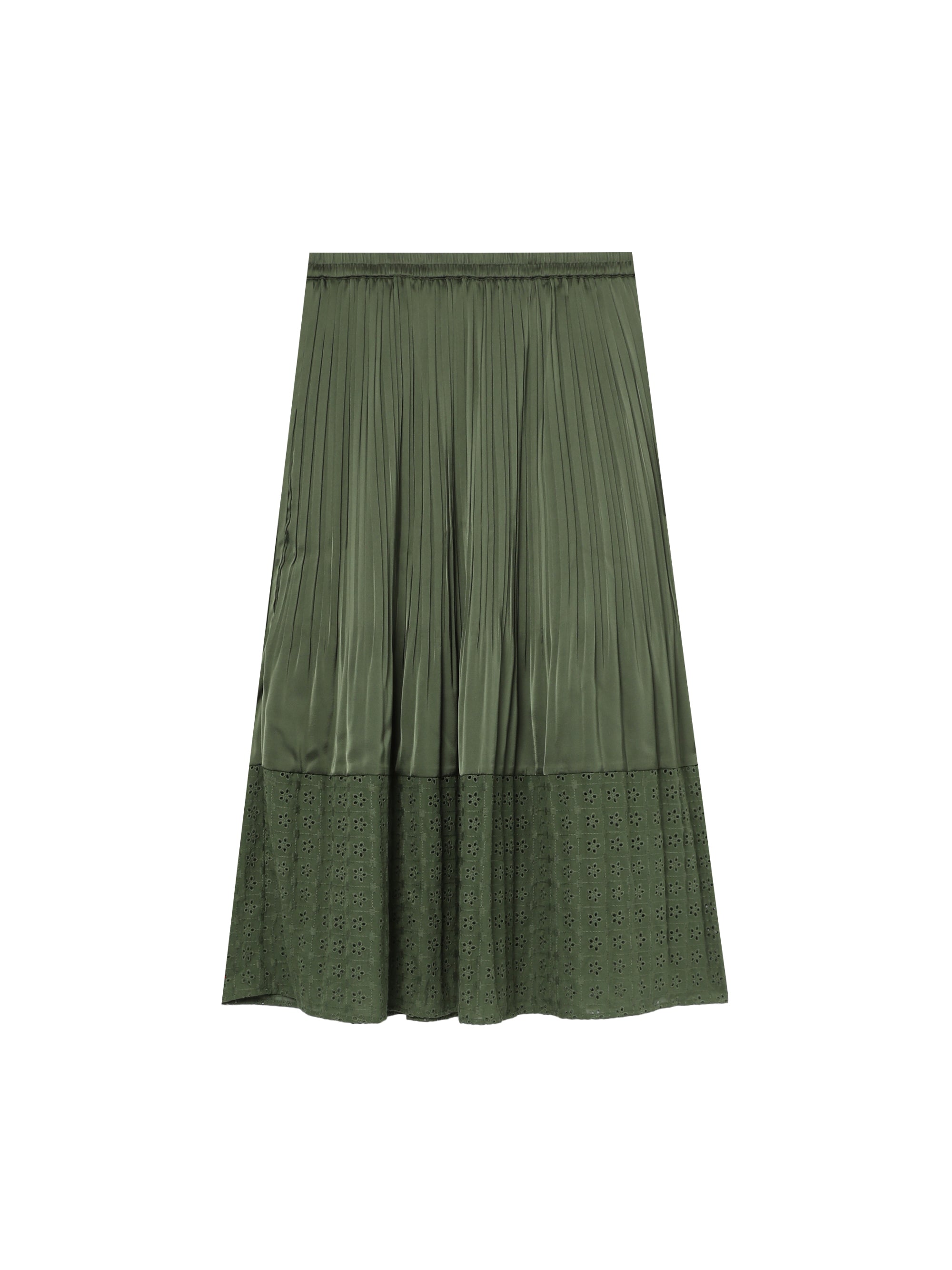 Pleated Eyelet Block Skirt