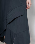 Seersucker Asymmetric Maxi Skirt