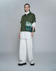 Garden Print Ruffle Panel Blouse