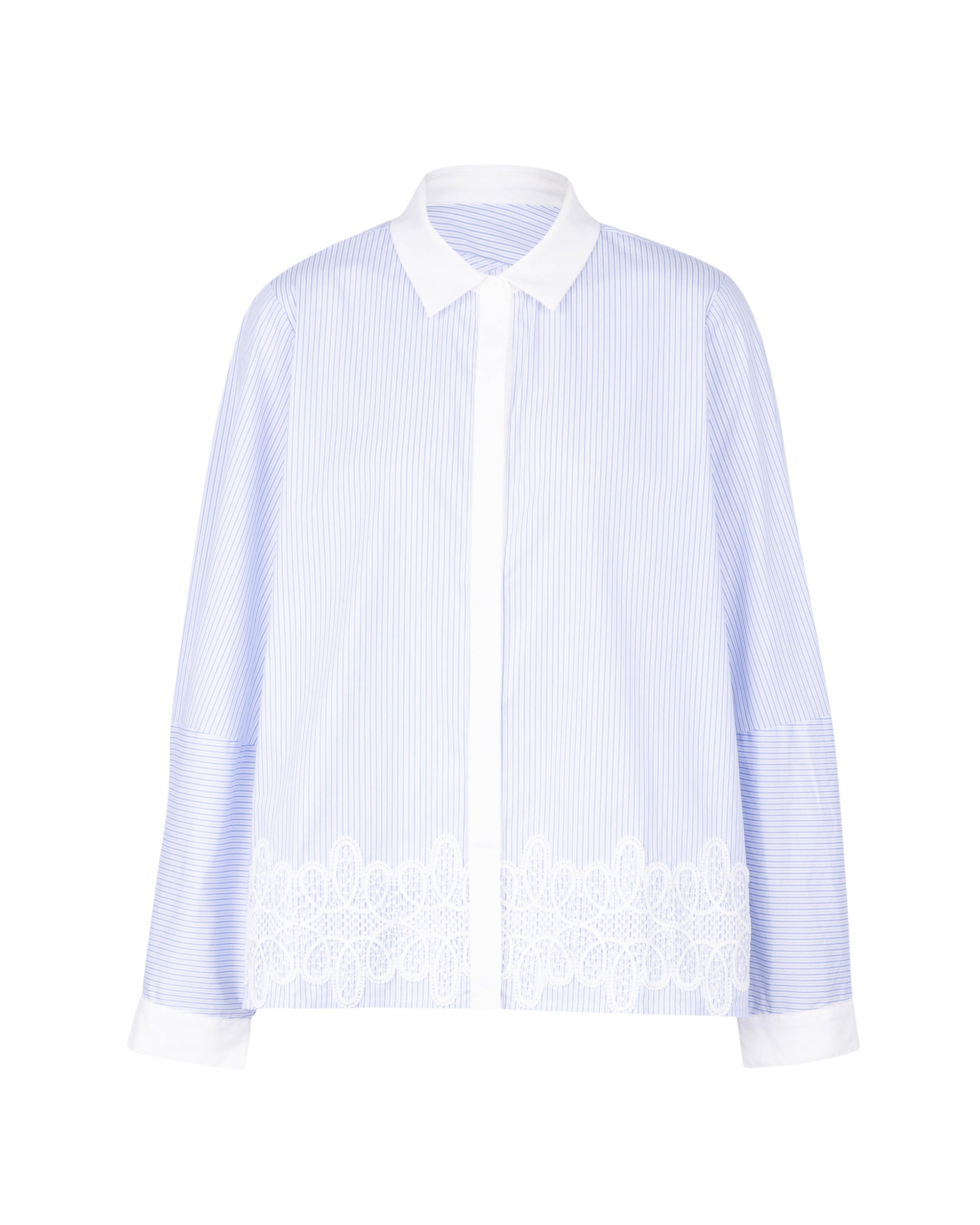 Lace Hem Poplin Blouse