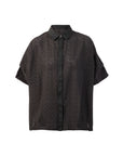 Jacq & Cutwork Folded Sleeve Button Up Blouse