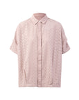 Jacq & Cutwork Folded Sleeve Button Up Blouse