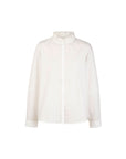 Double Ruffle Stand Collar Poplin Blouse