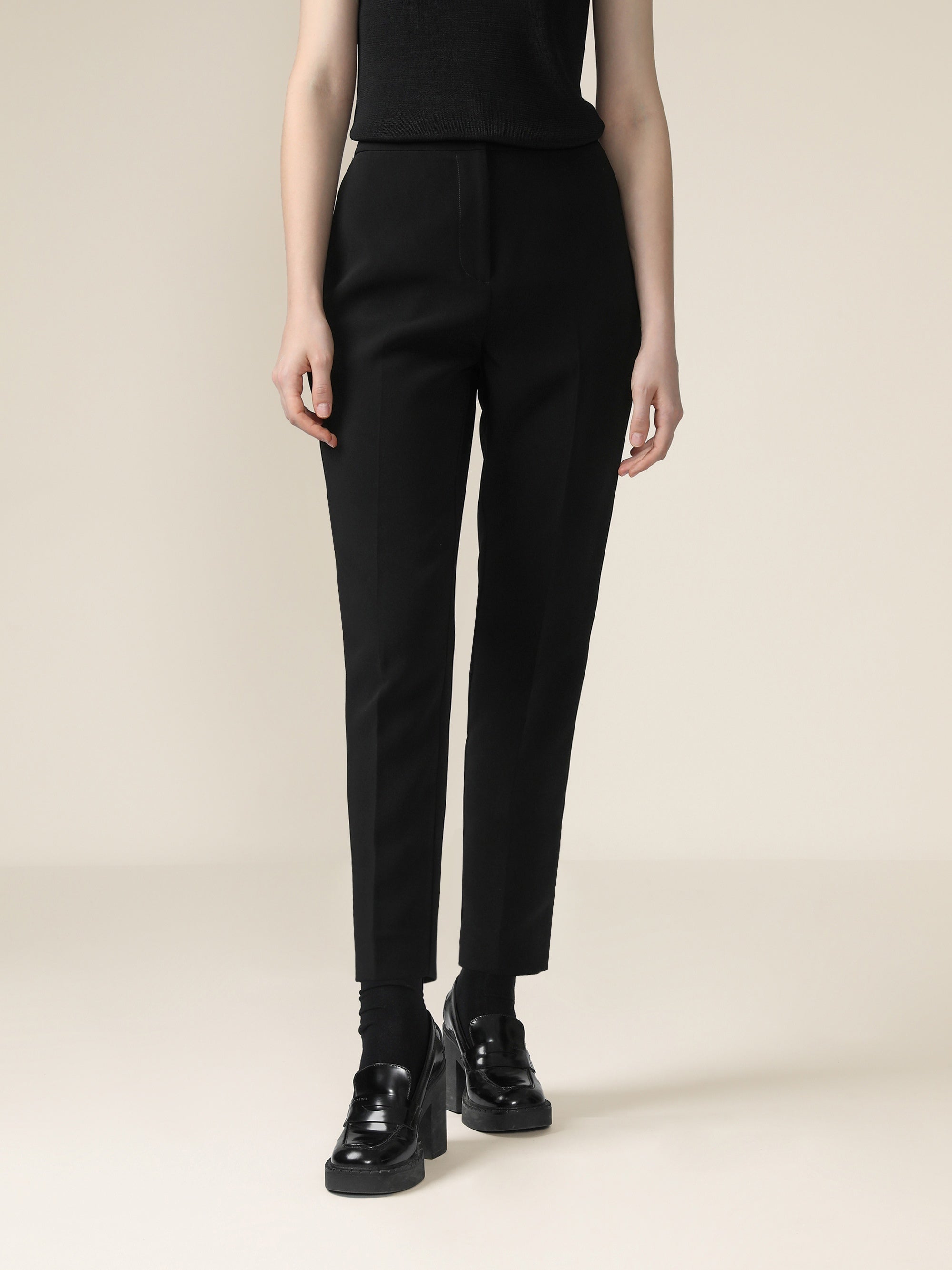 Poly Ankle Length Straight Leg Pants