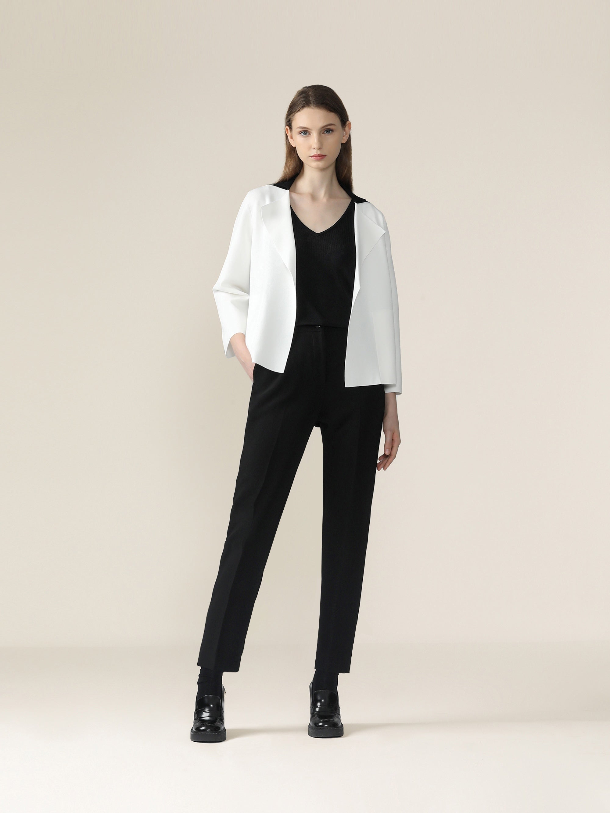 Poly Ankle Length Straight Leg Pants