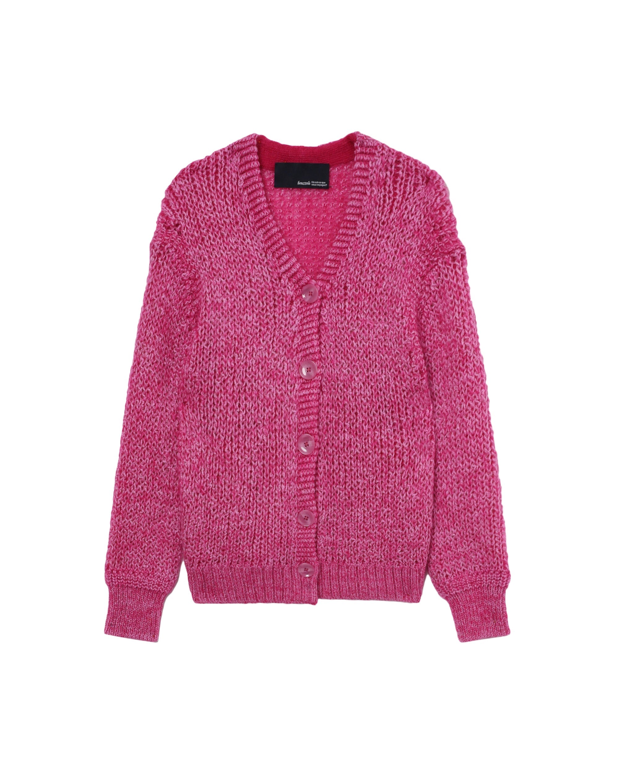 BOUSSOLE Wool Mohair Mix Cable Crochet Long Sleeve Top