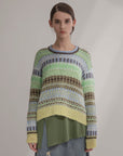 BOUSSOLE Fair Isle Jq Multi Color Long Sleeve Top