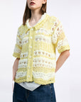 BOUSSOLE Crochet Short Sleeve Cardigan