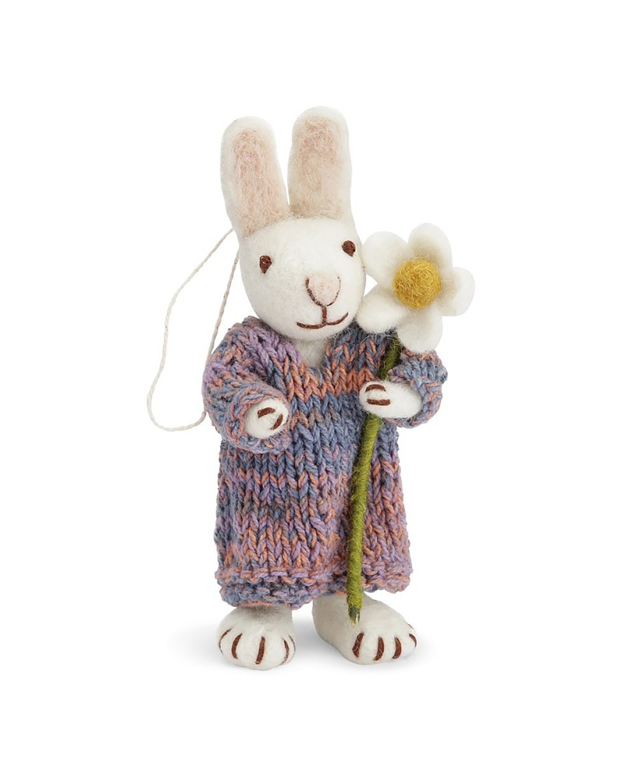 GRY & SIF White Bunny With Multi Colorful Dress And Marguerite Charm