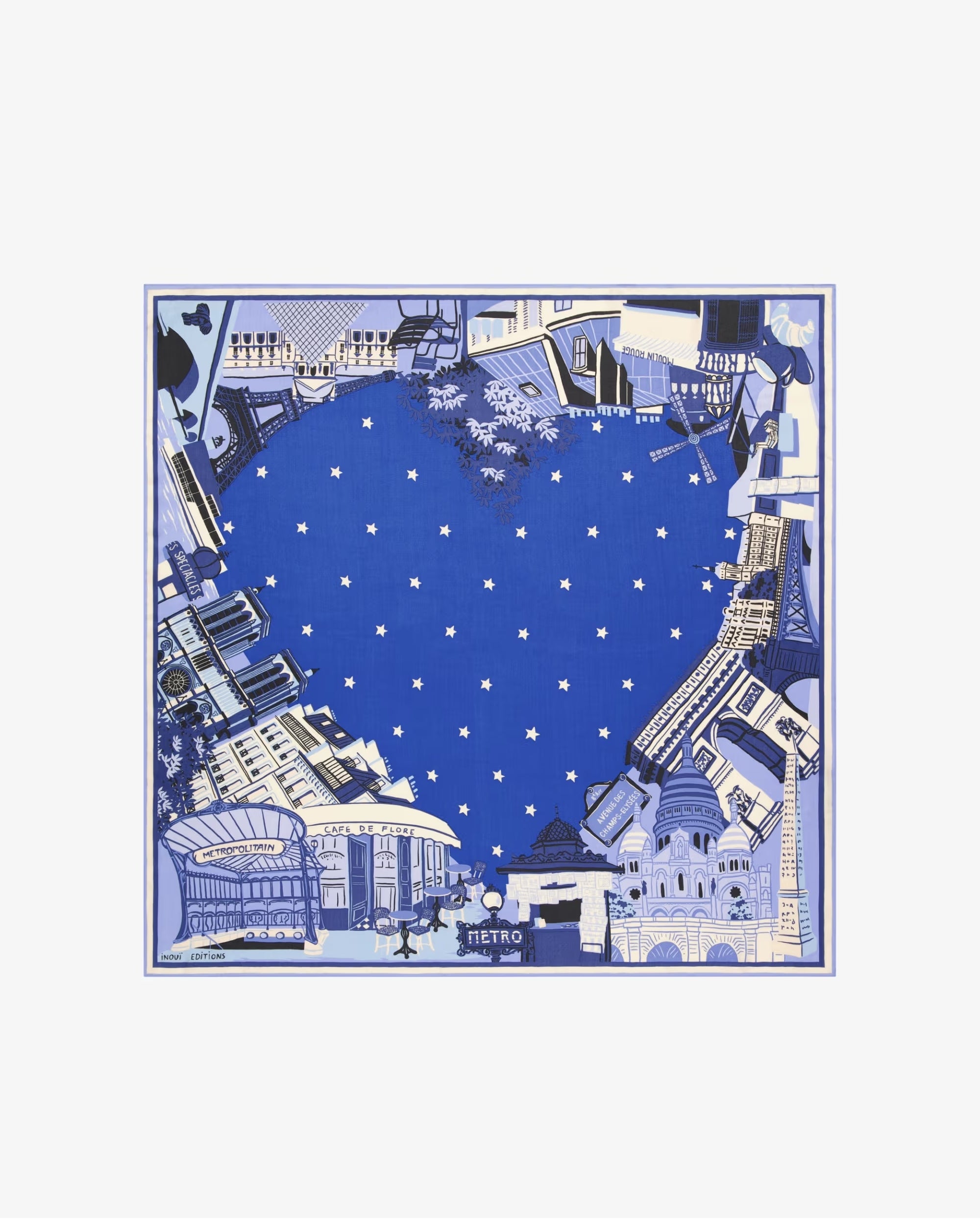 Inoui Editions Carre 100 J'Aime Paris Blue Scarf