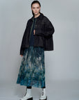 Garden Print Mesh Maxi Flare Skirt