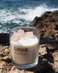 LOVE & STONES Glass Raw Dream Rose Quartz Scented Candle 290ml