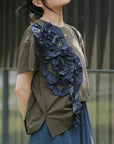Sorona Cool Tee- Denim Fafa Motif Bubble Tee
