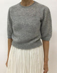 MIHOKO SAITO Lame Mix Knit Short Sleeves Top