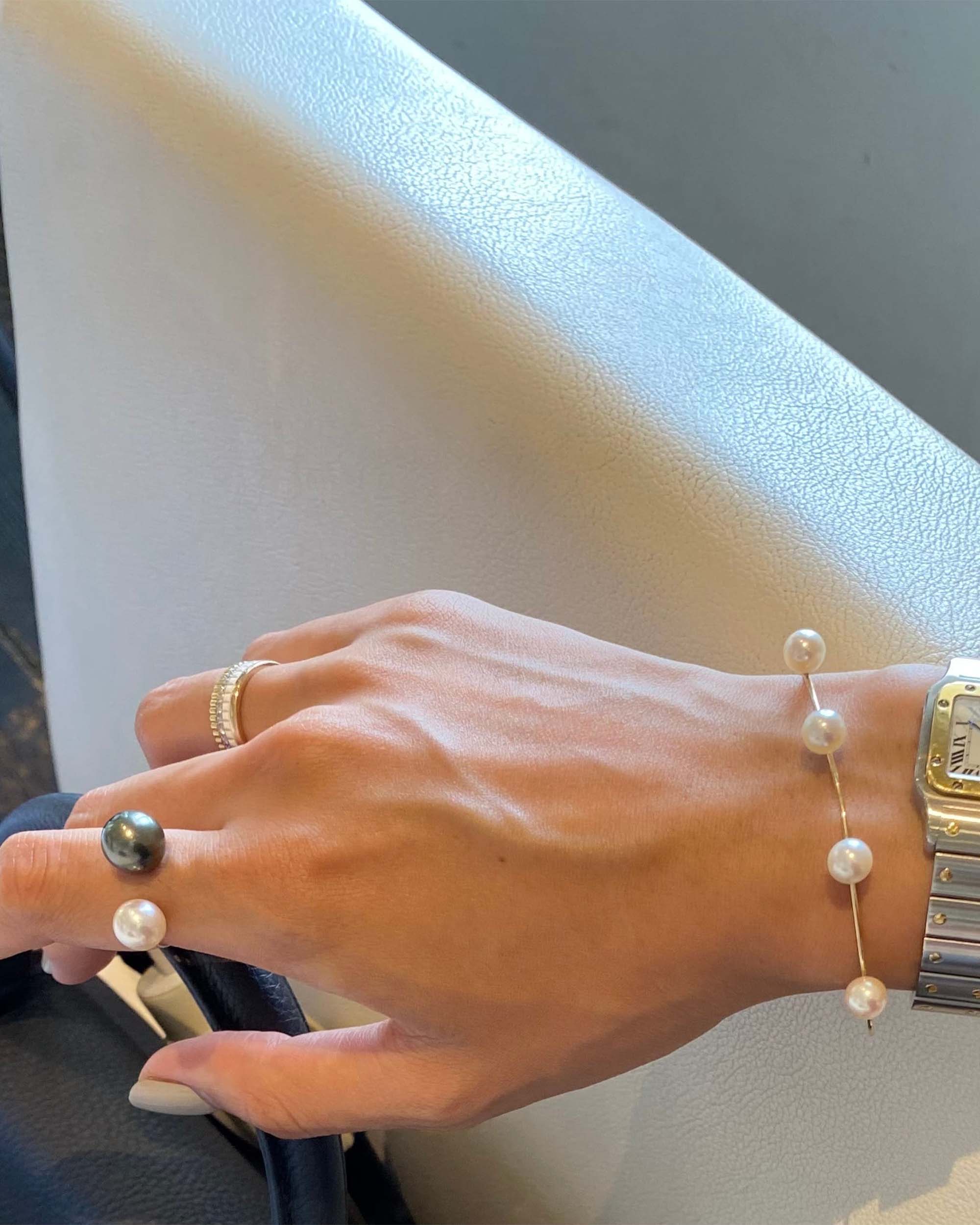 NEUF Akoya Pearl Horizontal Ring