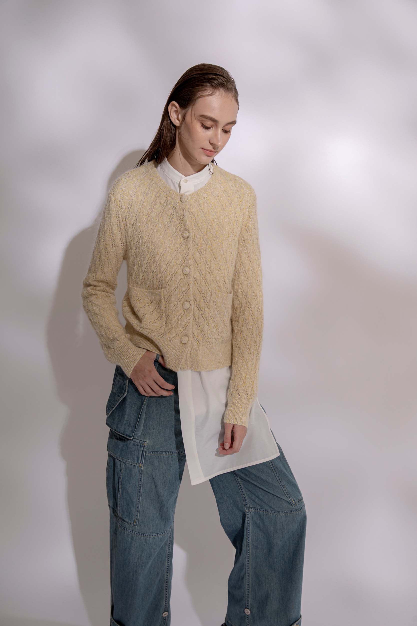 NORAH SUE Multi Color Kid Mohair Cardigan