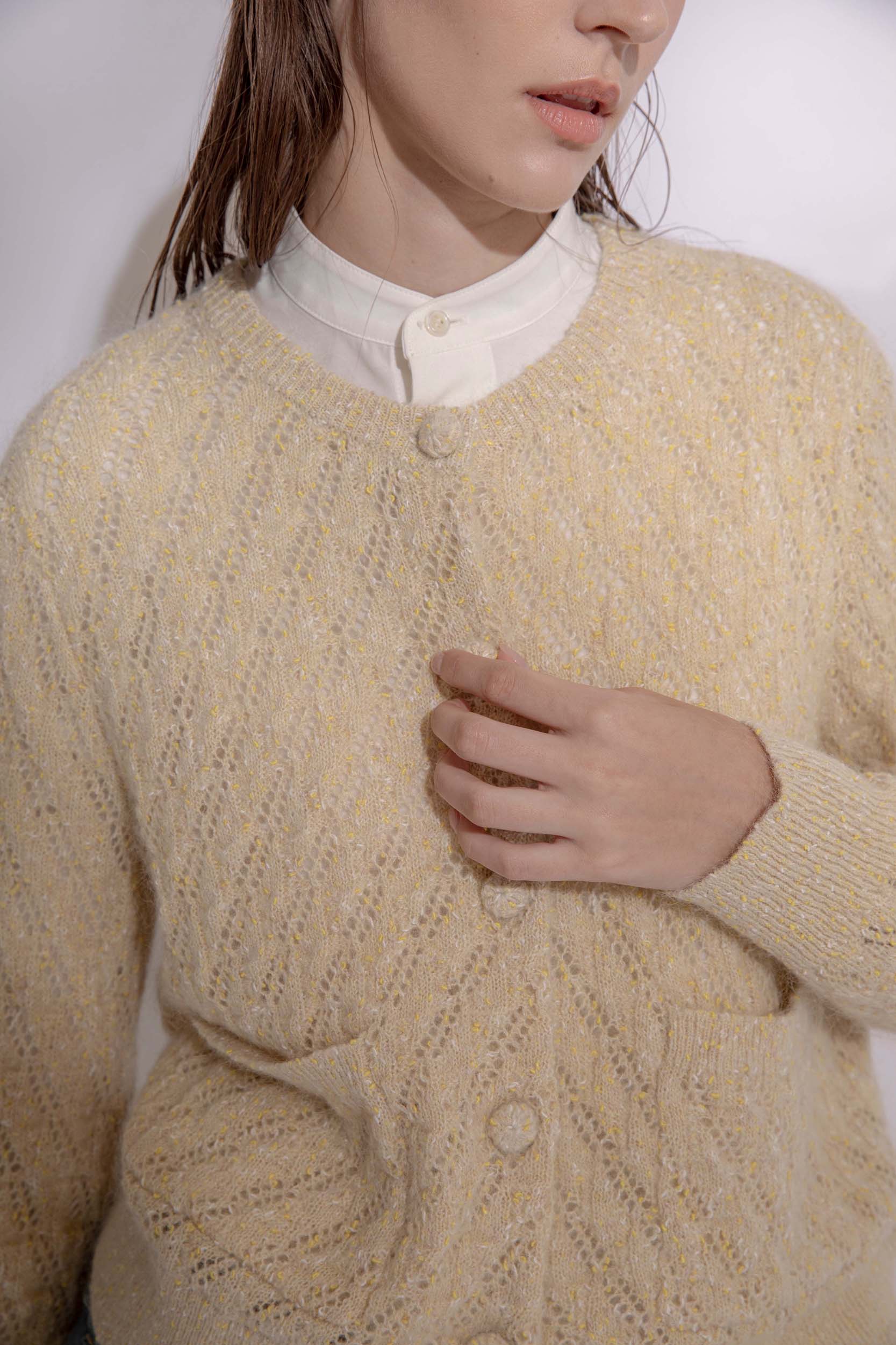 NORAH SUE Multi Color Kid Mohair Cardigan