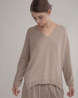 NORAH SUE 100% Cashmere V Neck Long Sleeves Top