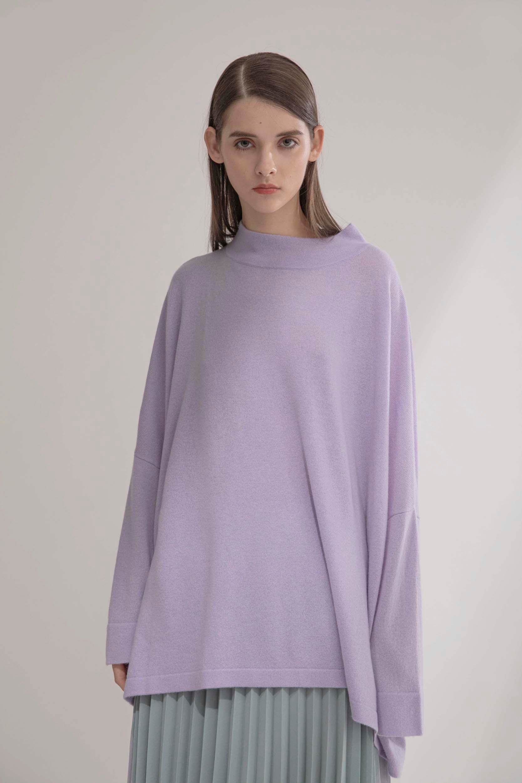 NORAH SUE Cashmere Square Cut Long Sleeves Top