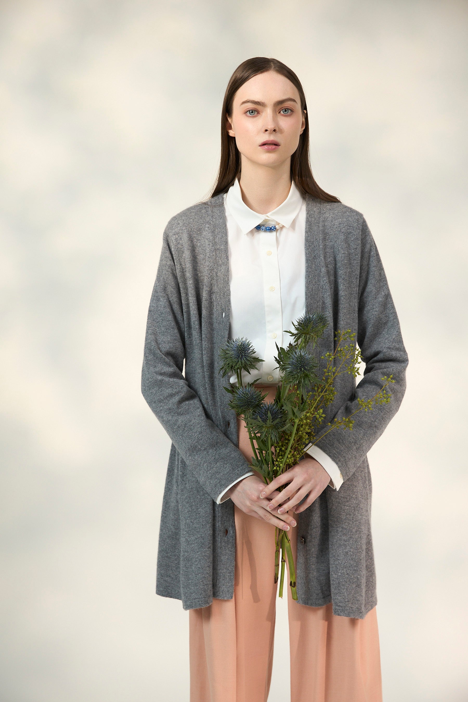 NORAH SUE 100% Cashmere Long Cardigan