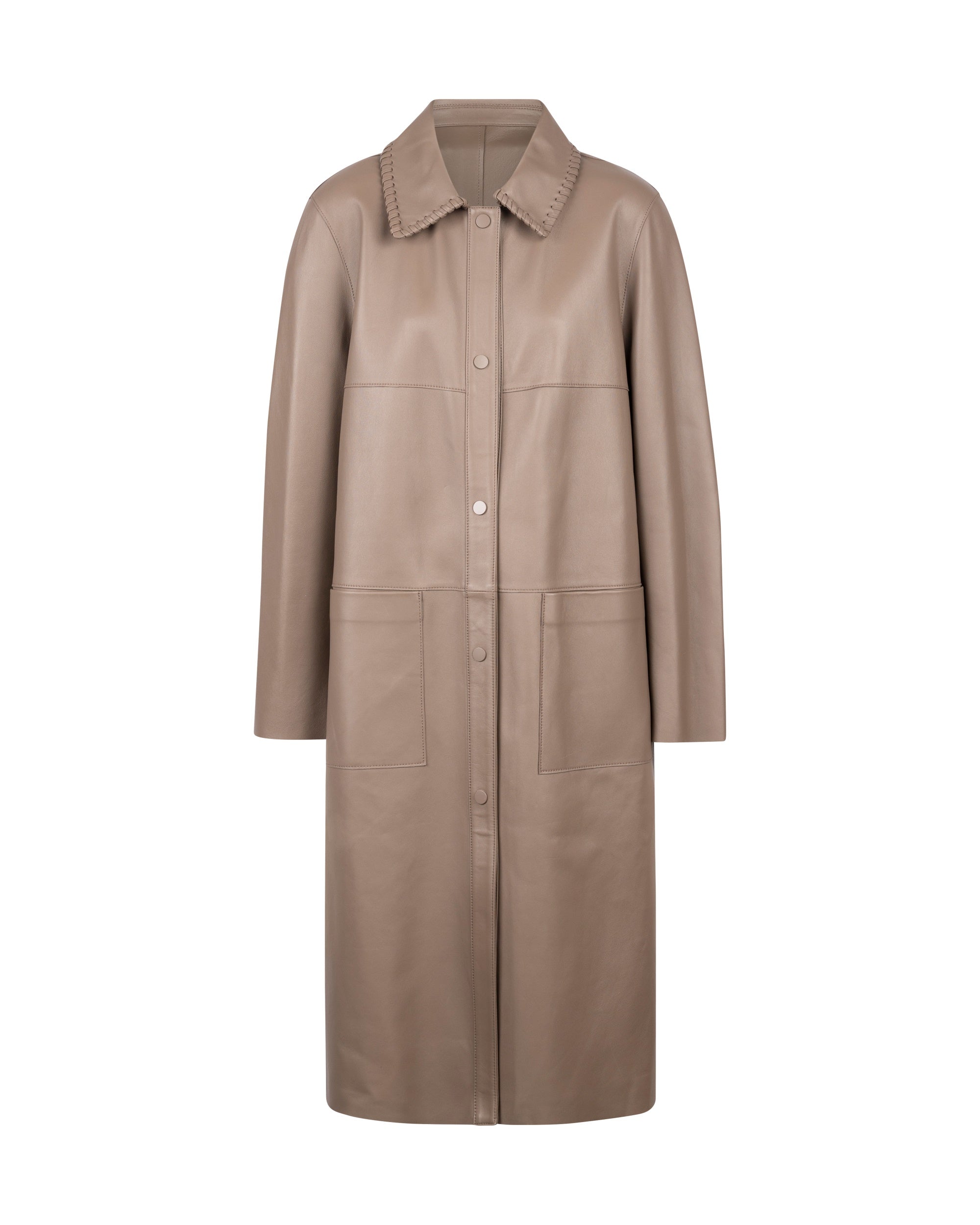NORAH SUE Minimal Leather Coat