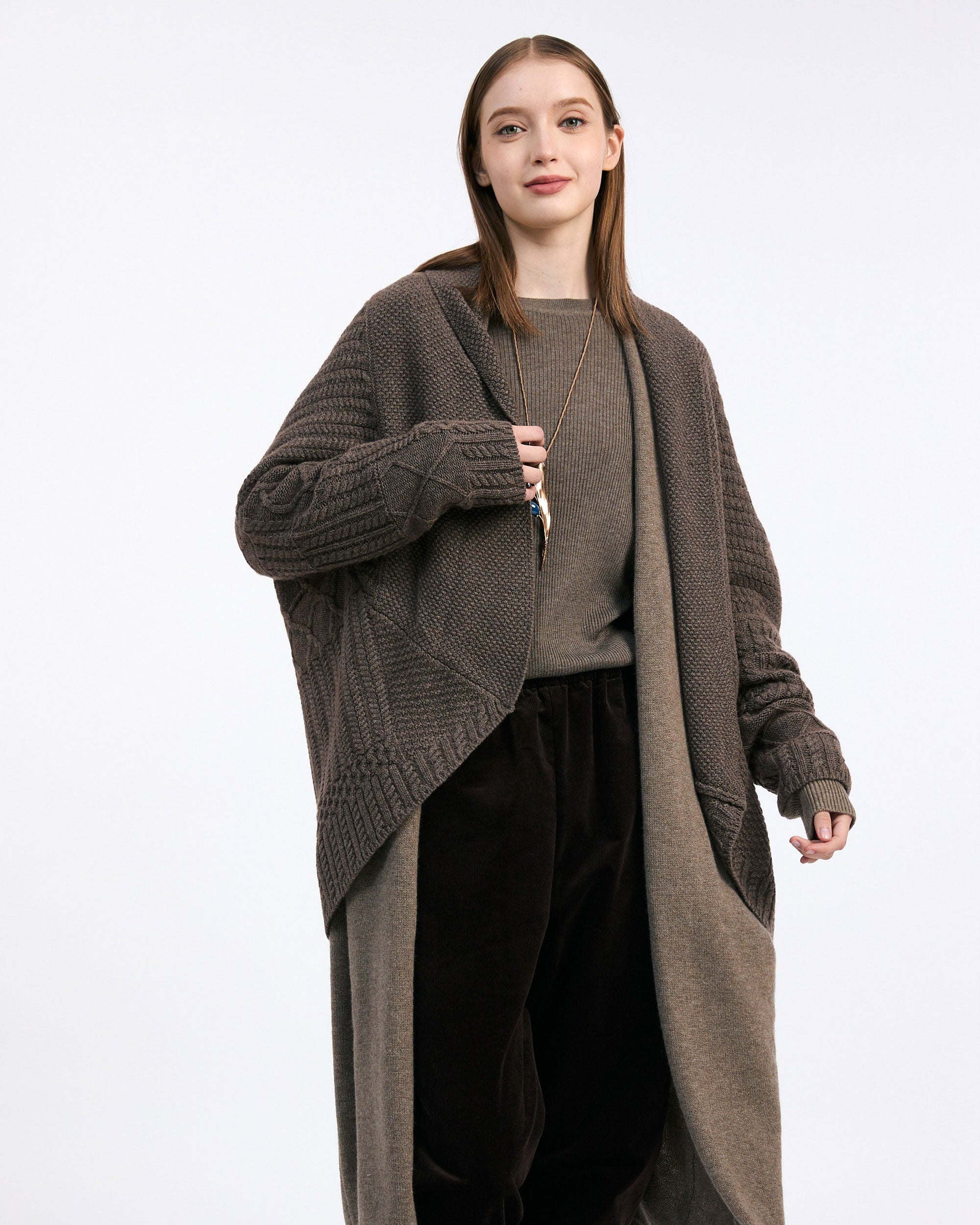 NORAH SUE Cashmere Mix Cable Knit Jacket